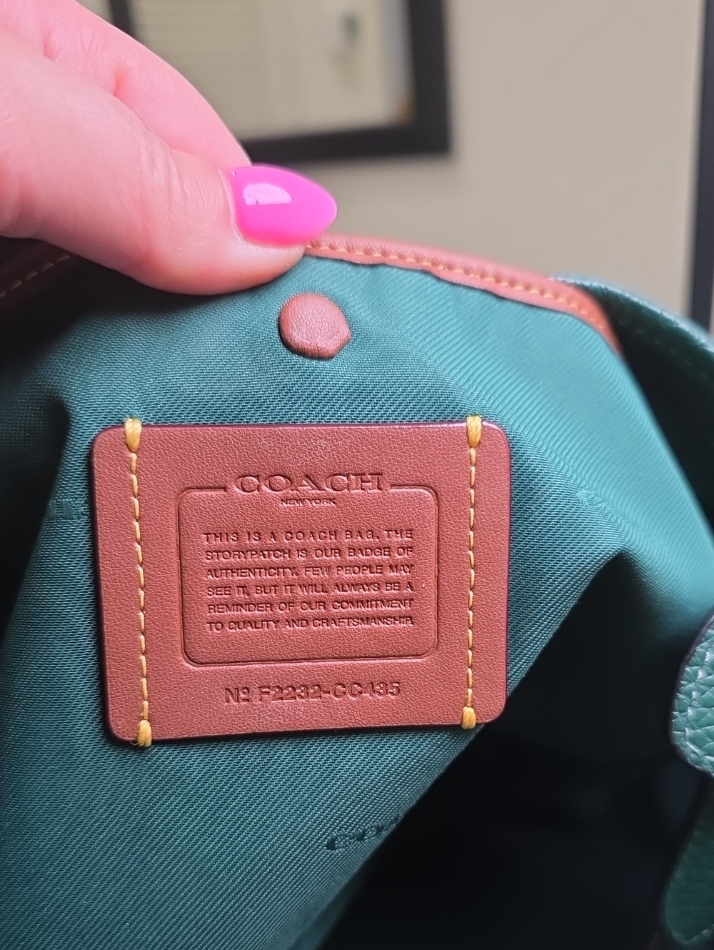 Coach CC435 Cary Soft Pebble Leather Large Shoulder Bag Dark Pine Hobo EUC - Picture 17 of 17